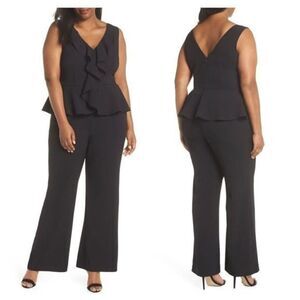 Eliza J‎ Black Sleeveless Peplum Jumpsuit